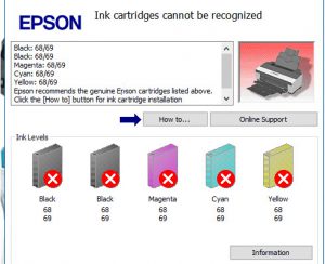 Epson Artisan 50 Ink Cartridges Cannot Be Recognized